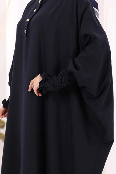 Yarasakollu Elbise 6077 Lacivert - Resim 6