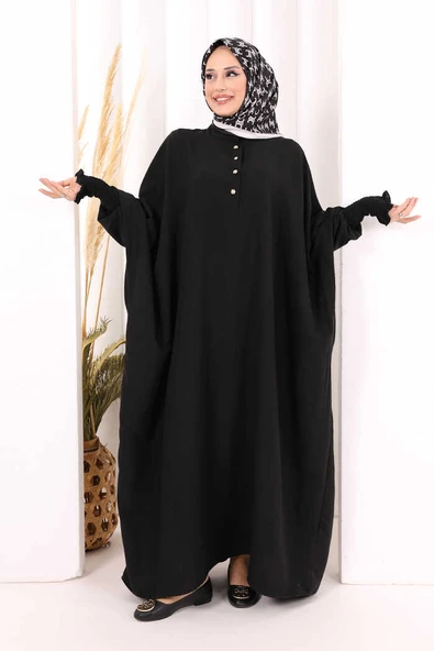 Yarasakollu Elbise 6077 Siyah ürün görseli 1