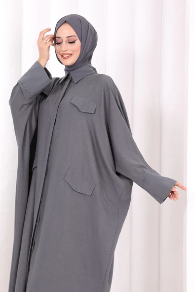Yarasakol Elbise 7071 Antrasit - Resim 5