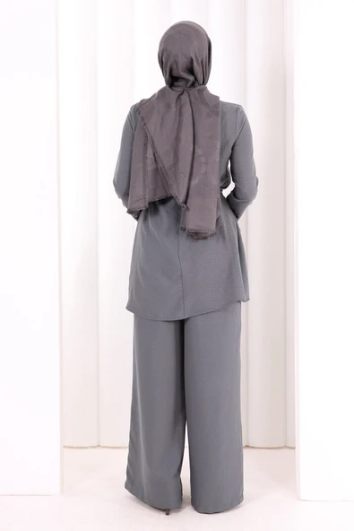 Kolyeli Tunik Pantolon Takım 8027 Antrasit - Resim 4