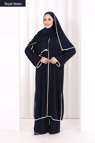 8001-1 Biyeli Pantolonlu Tunik Takım  Şal Lacivert ürün görseli 1