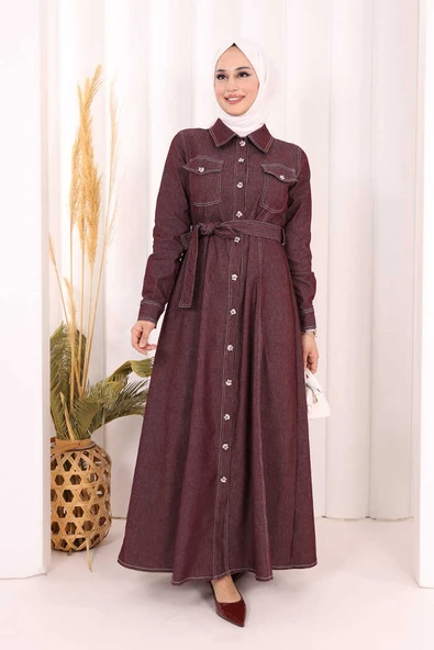 Kot Elbise 7061 Bordo - Resim 2