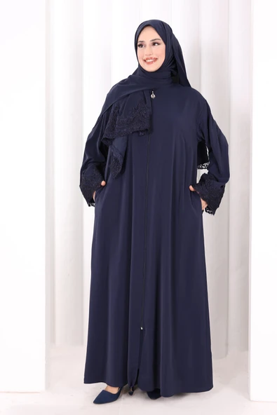 Dantelli Namaz Feracesi 6093 Lacivert ürün görseli 1