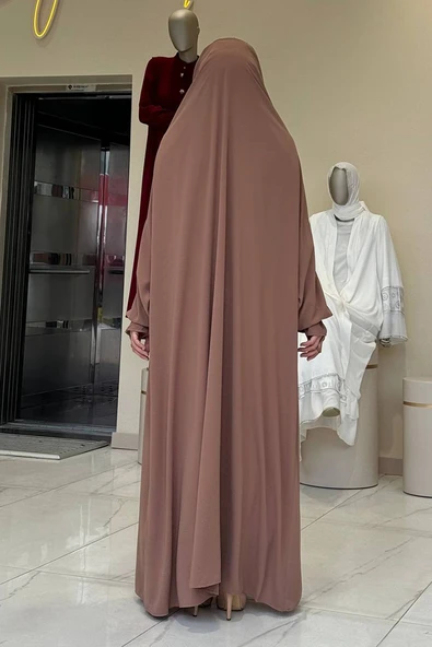 Medine Kendinden Peçeli Sufleli Cilbab 6032 Taba - Resim 5