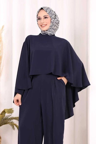 Pelerinli Tulum 8022 Lacivert - Resim 6