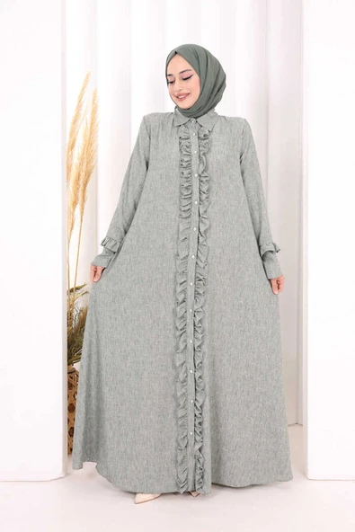 Fırfır Detaylı Elbise 6066 Mint - Resim 2