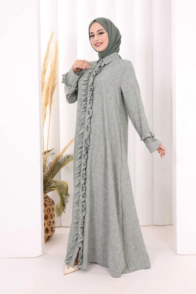Fırfır Detaylı Elbise 6066 Mint - Resim 3