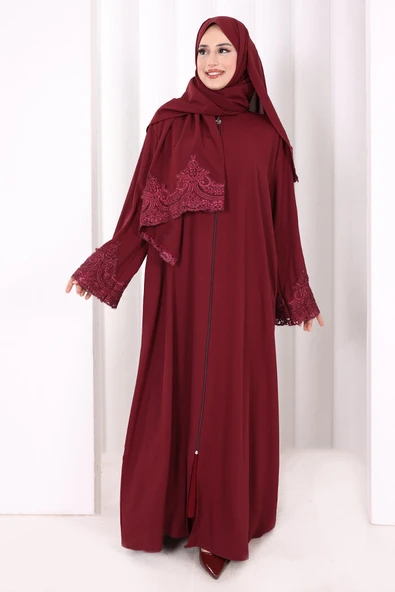 Dantelli Namaz Feracesi 6093 Mürdüm - Resim 2