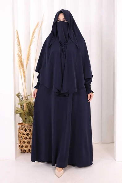 Peçeli Cilbab Model Elbise 6063 Lacivert ürün görseli 1