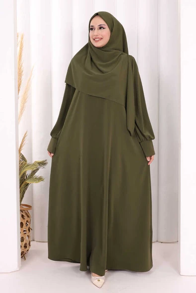 Eşarplı Elbise 6059 Haki ürün görseli 1
