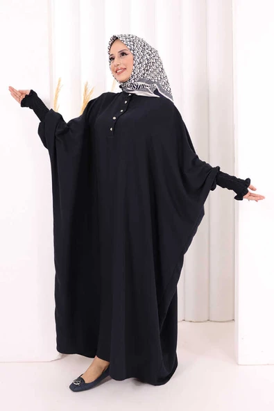 Yarasakollu Elbise 6077 Lacivert - Resim 3