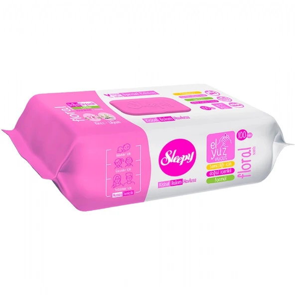 SLEEPY EL&YUZ TEMIZLIK HAVLUSU 100'LU FLORAL ürün görseli 1