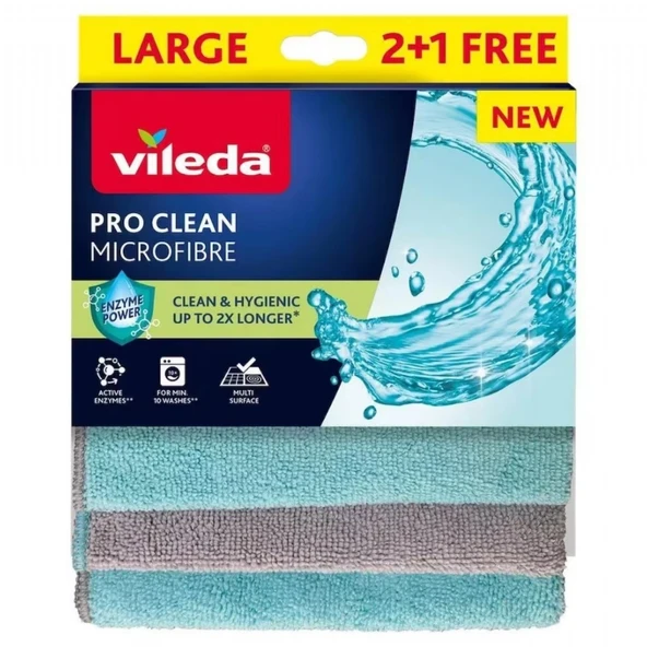 VILEDA MIKROFIBER PRO CLEAN TEMIZLIK BEZI 2+1 ürün görseli 1