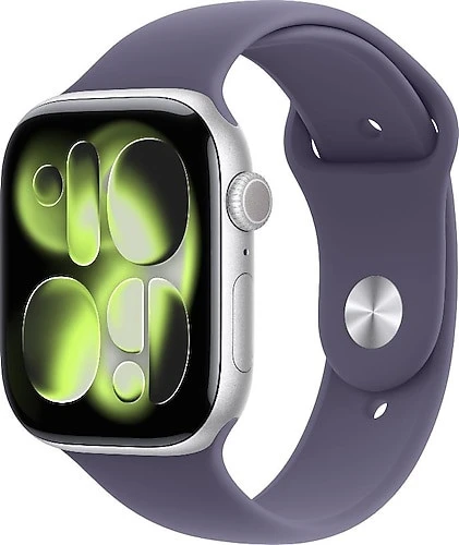 Apple Watch Series 11 Gps, 46 mm Gümüş rengi Alüminyum kasa ve Sis moru Spor kordon - M/l ürün görseli 1