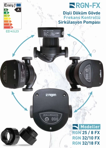 Regen RGN 32/10 FX 180 Watt Frekans Konvertörlü Sirkülasyon Pompası (2" - 1 1/4") 10 m3 Debi - 12 mSS Basınç ürün görseli 1