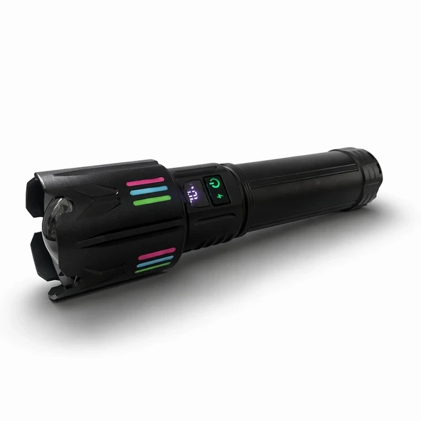 Bedotech Bd-5501 50w Tg Led Alüminyum Alaşımlı Zoomlu Dijital Göstergeli Type-c Şarjlı El Feneri ürün görseli 1