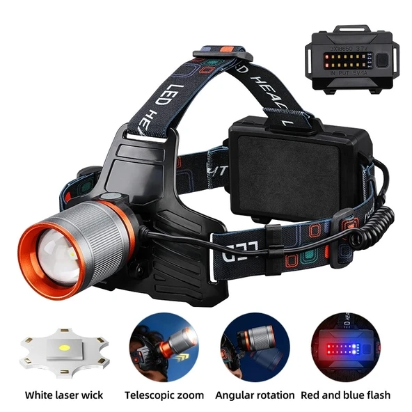 Bedotech Bd-8 13w Tg + Smd Led Alüminyum Alaşımlı Zoomlu Type-c Şarjlı Kafa Feneri ürün görseli 1