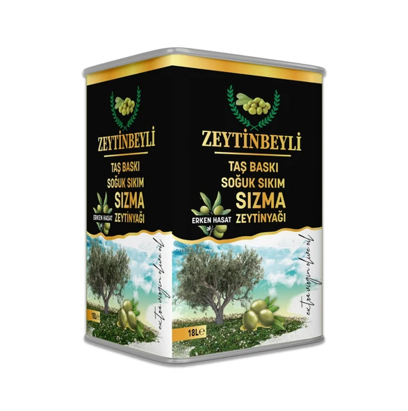 Zeytinbeyli Taşbaskı 18 Lt Natürel Sızma Soğuk Sıkım Zeytinyağı ürün görseli 1