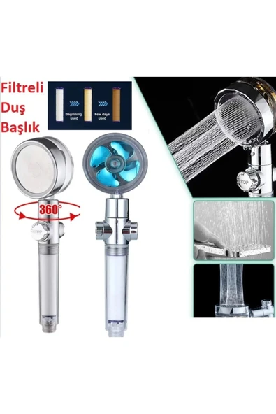 Filtreli Yüksek Basınçlı Pervaneli Duş Başlığı masajlı su tasarruflu duş fiskıye ürün görseli 1