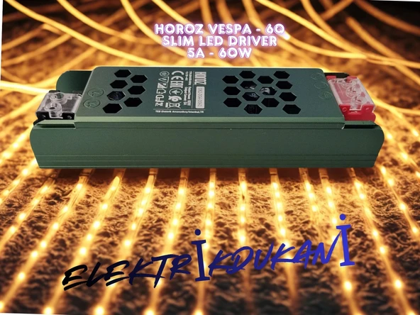 HOROZ Vespa-60 Süper Slim 12v Dc 5A Şerit Led Trafosu 60w IP20 (12 Volt 5 Amper 2.5mt ye Kadar Kullanım İçin Uygundur) ürün görseli 1