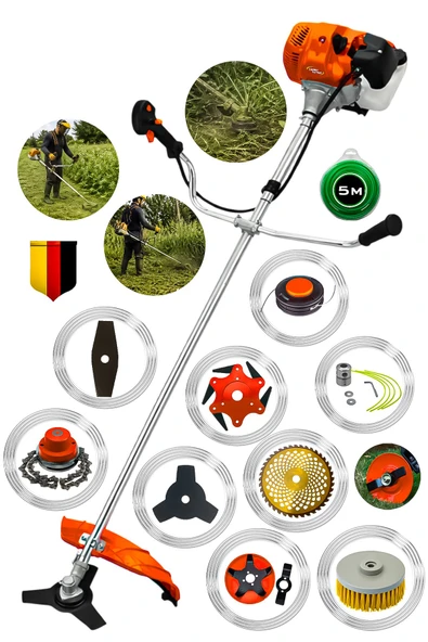 Lieber German 10 Pcs Full Setli Yan Tipi Benzinli Ot Çalı Çim Biçme Tırpan Makinesi ürün görseli 1