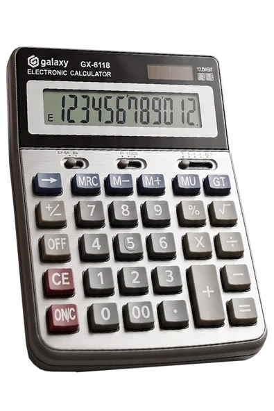 Hesap Makinesi Siyah 14x19 cm 1 Adet Galaxy GX-6118 12 Haneli Orta Boy Ofis Büro Masaüstü Hesap Makinası ürün görseli 1