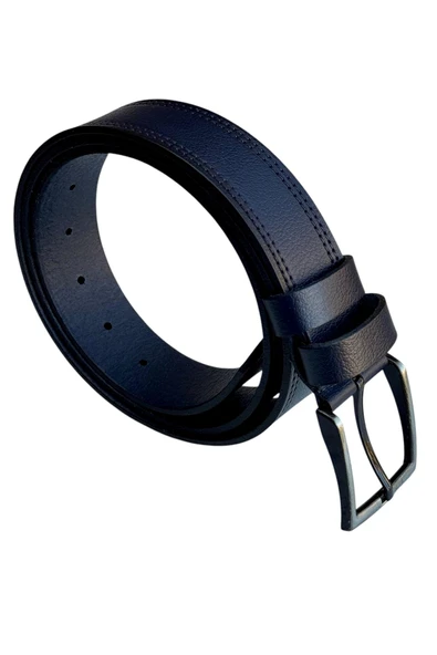 Lacivert Hakiki Deri Düz Renk Dikişli Model 4 cm. Genişlikli Spor Kemer // 405-28 ürün görseli 1
