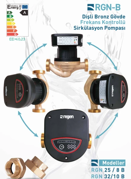 Regen RGN-B 32/10 Bronz 150 Watt Frekans Konvertörlü Sirkülasyon Pompası (2" - 1 1/4") 8 m3 Debi - 10 mSS Basınç ürün görseli 1