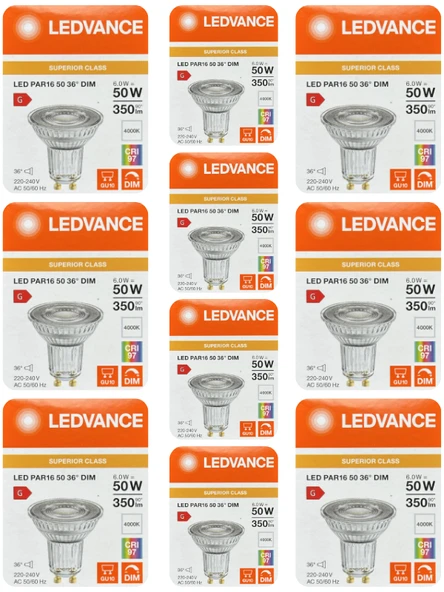 (10 Adet) Ledvance 6W Ilık Beyaz (4000K) Dim Edilebilir GU10 Duylu Cam Spot Ampul ürün görseli 1