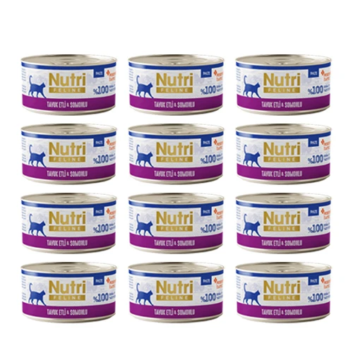 Nutri Feline Adult Pate 70Gr Tavuk Etli & Somonlu 12Adet Yaş Yetişkin Kedi Maması ürün görseli 1