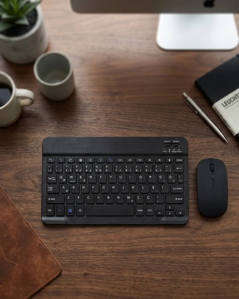 Wireless Klavye Mouse Seti Bluetooth Bağlantılı İnce Tasarım Sessiz Kullanım ürün görseli 1
