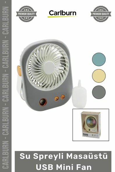 #Vantilatör Şarjlı Taşınabilir Portatif 3 Kademeli Nemlendirici Su Spreyli Masaüstü USB Mini Fan ürün görseli 1