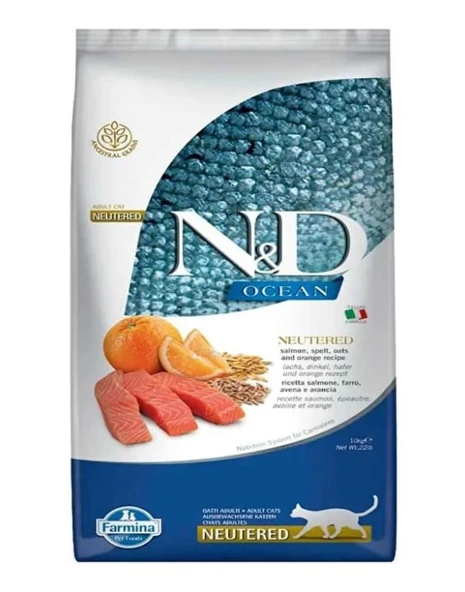 N&D Ocean Somonlu ve Portakallı Düşük Tahıllı Kısırlaştırılmış Kedi Maması 3 KG Açık Mama ürün görseli 1