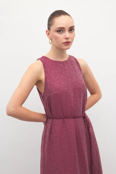 3093 SATEEN KEMER DTYL. UZUN ELBİSE - Resim 6