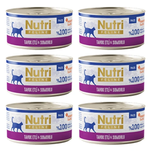 Nutri Feline Adult Pate 70Gr Tavuk Etli &Somonlu 6 Adet Yaş Yetişkin Kedi Maması ürün görseli 1