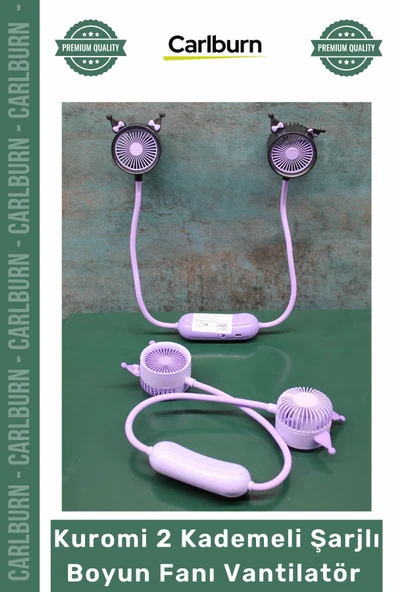 #Vantilatör Anime Kawaii USB Hands Free Esnek Hafif Kuromi 2 Kademeli Şarjlı Boyun Fanı Vantilatör ürün görseli 1