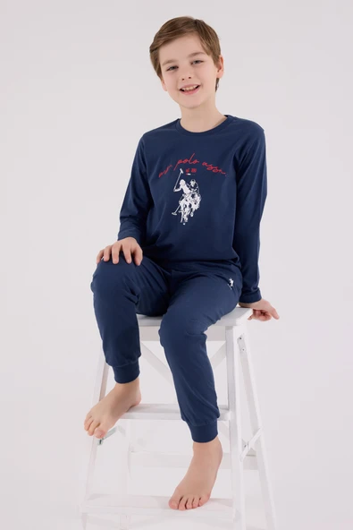 U.S. Polo Assn Uzun Kol Pijama Takım US2233-4 Koyu İndigo ürün görseli 1