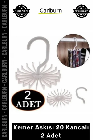 #Askı Gardırop Dolap İçi Düzenleyici Organizer Döner Kravat Kemer Askısı 20 Kancalı 2 Adet ürün görseli 1
