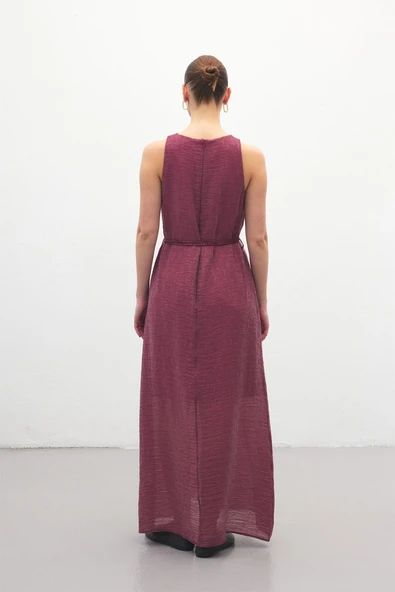 3093 SATEEN KEMER DTYL. UZUN ELBİSE - Resim 9