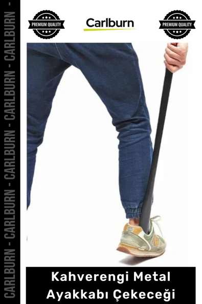 #Kerata 65 cm Uzun Boy Çelik Kerata Şık Ergonomik Askılı Kahverengi Metal Ayakkabı Çekeceği ürün görseli 1