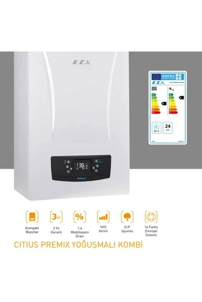 Eca Citius Premix 24 Kw Tam Yoğuşmalı Kombi (baca Dahil) ürün görseli 1