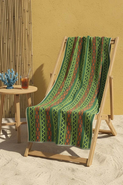 Açık Yeşil Sahara %100 Pamuklu Plaj Havlusu 70x140 cm ürün görseli 1
