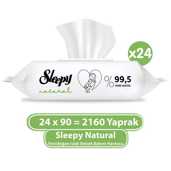 Sleepy Natural Yenidoğan Islak Bebek Bakım Havlusu 24x90 (2160 Yaprak) ürün görseli 1