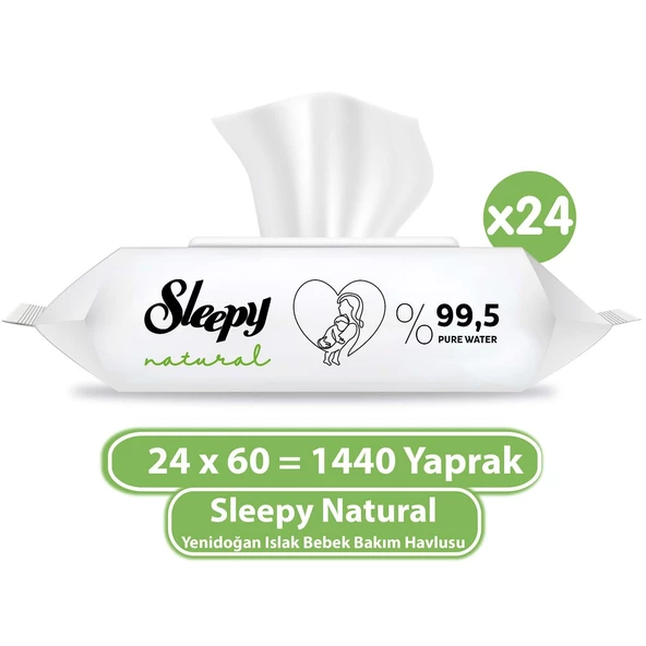 Sleepy Natural Yenidoğan Islak Bebek Bakım Havlusu 24x60 (1440 Yaprak) ürün görseli 1