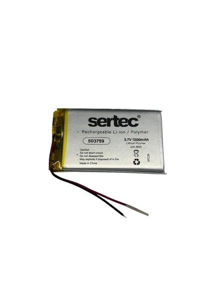 Sertec 503759 3.7V 1200 MAh Li-Polymer Pil (Devreli/1.5A) ürün görseli 1
