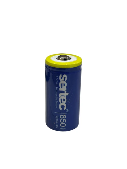 Sertec 3.7V Li-ion 16340 - 850 mAh 3C Başlı Şarjlı Pil ürün görseli 1
