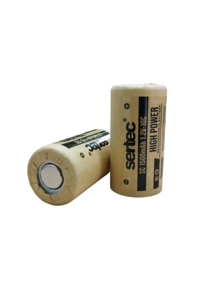 Sertec 1.2V Ni-Cd SC 1500 Mah Kağıt Şarjlı Pil 10C (Başsız/Flat Head) ürün görseli 1