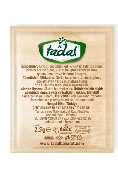 TADAL Izgara Çeşni 2,5 Gr.(1000 Adet) - Resim 2