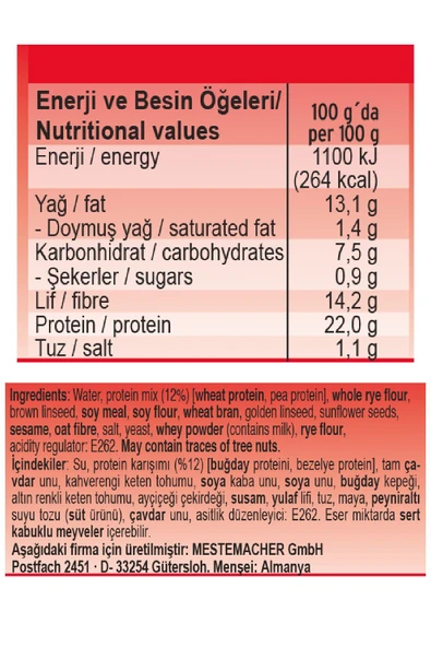 Mestemacher Protein Ekmeği 250 gr / Alman Ekmeği - Resim 3