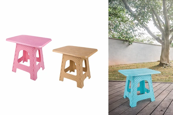Katlanır Rattan Sehpa Dalı Plastik Balkon Bahçe Kamp Sehpası ürün görseli 1